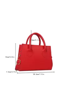 Leichte, geschäftliche, lässige, minimalistische, quadratische Tasche mit Doppelgriff für Teenager, Mädchen, Frauen, Studenten, Neulinge und Angestellte. Perfekt für Büro, Hochschule, Arbeit, Geschäft, Pendeln, Outdoor, Reisen, Ausflüge - Rot - Übersicht 4