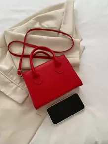 Leichte, geschäftliche, lässige, minimalistische, quadratische Tasche mit Doppelgriff für Teenager, Mädchen, Frauen, Studenten, Neulinge und Angestellte. Perfekt für Büro, Hochschule, Arbeit, Geschäft, Pendeln, Outdoor, Reisen, Ausflüge - Rot - Übersicht 5