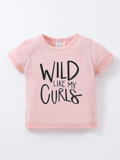 SHEIN Playful Pals Bebis Flicka Slogan Grafik T-Skjortor