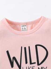 SHEIN Playful Pals Baby Girl Slogan Graphic Tee
