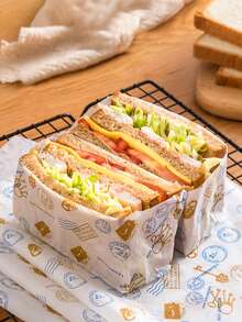 Papel Para Envolver Sándwich, Papel Para Envolver Hamburguesa Anti-grasa, 20 Hojas/paquete - Multicolor - Ver 1