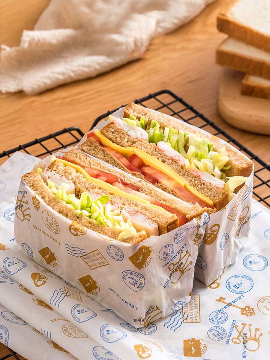 Papel Para Envolver Sándwich, Papel Para Envolver Hamburguesa Anti-grasa, 20 Hojas/paquete - Multicolor - Ver 1