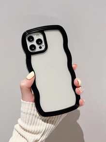 波浪狀邊框透明手機殼 - 黑色 - 查看 1