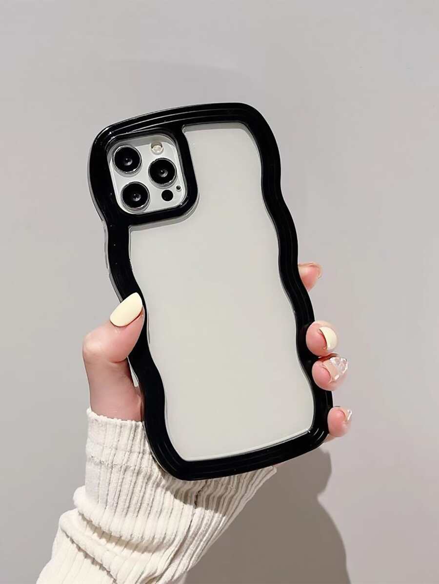 波浪狀邊框透明手機殼 - 黑色 - 查看 1