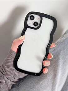 波浪狀邊框透明手機殼 - 黑色 - 查看 3