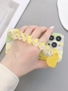 菱格纹手机壳，带心形手带，国际版，非国内版 - 彩色 - 查看 3