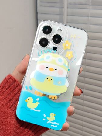 Cartoon Duck Phone Case With Stand-Out Phone Grip