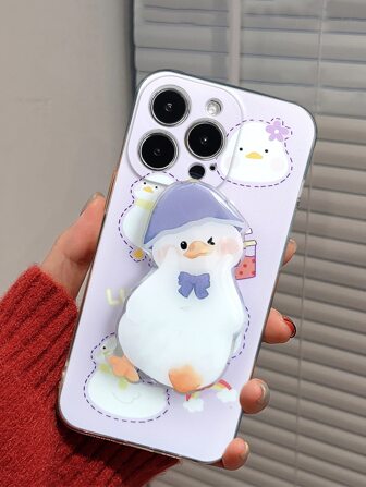 Rolig Tecknad Anka Telefonfall Med Pop Out telefongrepp