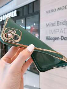 Contrast Frame Phone Case Compatible With iPhone15/15Plus/15Pro/15Promax - Dark Green - View 3