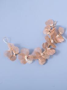 1pc Boho Flower Shape Decor Bridal Hair Band Elegant Hair Accessories For Women Valentine's Day Accessories - Gold - View 3