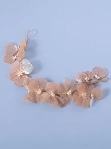 1pc Boho Flower Shape Decor Bridal Hair Band Elegant Hair Accessories For Women Valentine's Day Accessories - Gold - View 4