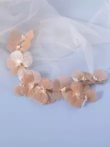 1pc Boho Flower Shape Decor Bridal Hair Band Elegant Hair Accessories For Women Valentine's Day Accessories - Gold - View 6