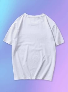 ROMWE MEN Anime Tops Nam Con số Lá thư Giải trí - trắng - Xem 2