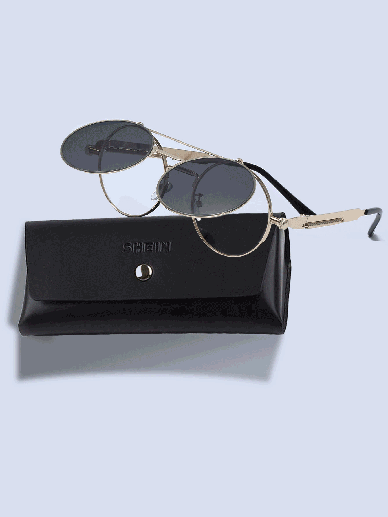 Men Top Bar Round Frame Flip Fashion Glasses SHEIN IN