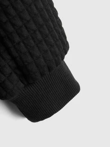 SHEIN 小男童拉鍊拼接帽子夾克 - 黑色 - 查看 3