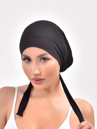 A Solid Color Bandana Head Wrap Fashion Hat Cap For Women Vintage Four Seasons Muslim Hijab