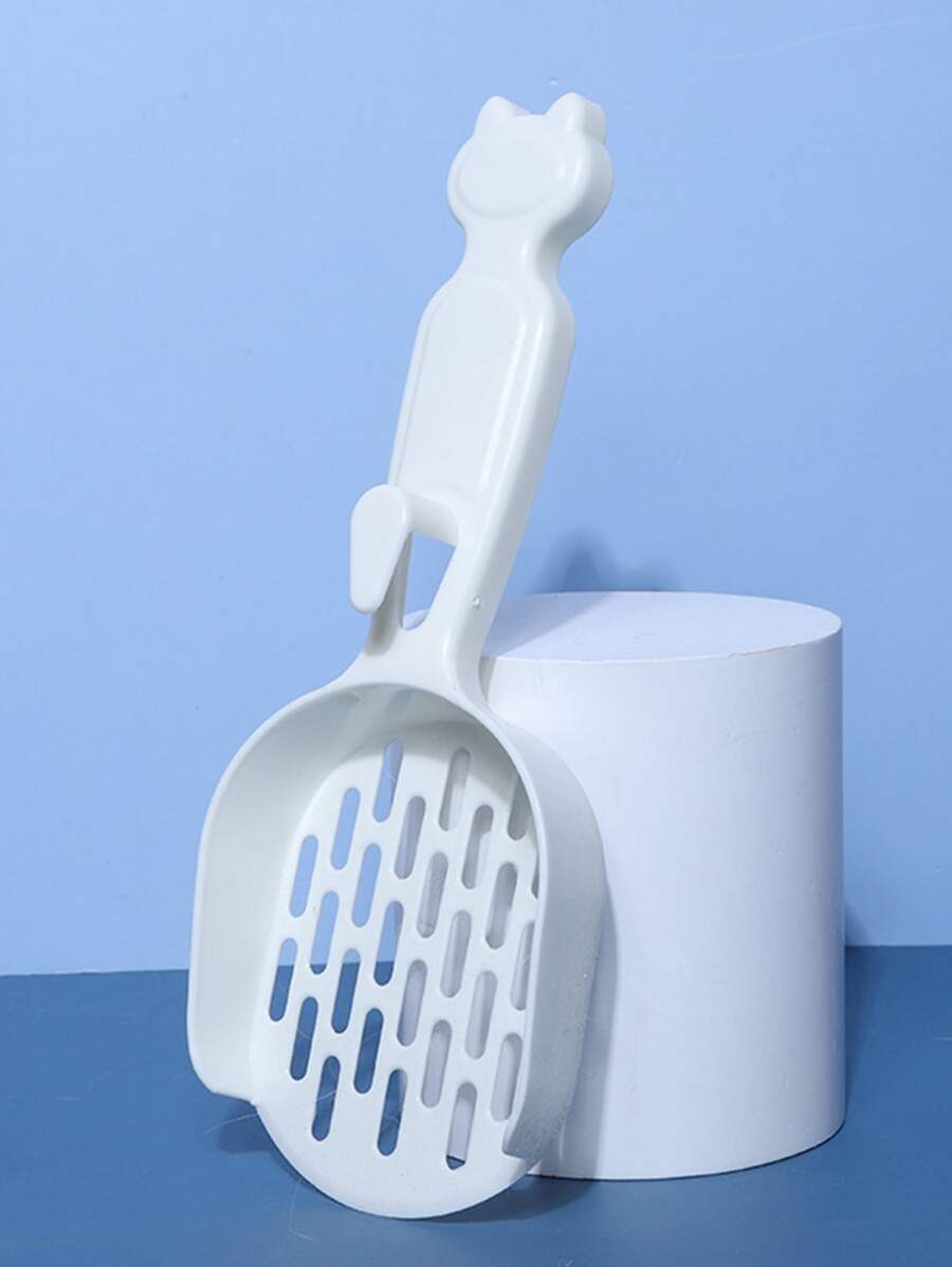 1 pieza Pala de arena para gatos unicolor - Blanco - Ver 1