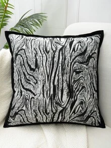 Graphic Print Cushion Cover Without Filler - Black and White - View 1