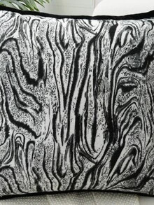 Graphic Print Cushion Cover Without Filler - Black and White - View 5