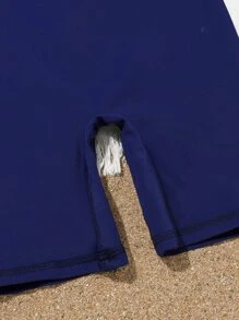 Boys Color Block Letter Graphic Zipper Back One Piece Swimsuit - Multicolor - View 5