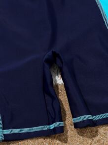 Boys Color Block Letter Graphic Zipper Front One Piece Swimsuit - Multicolor - View 5