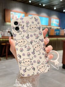 Apple Cartoon Cat Phone Case With Lanyard Compatible With IPhone15/15Plus/15Pro/15Promax Waterproof Shockproof Anti-Fall Scratch Resistant - Multicolor - View 2