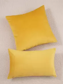 1入組素色靠墊套不附帶墊芯 - 黃色 - 查看 1