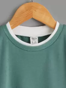 SHEIN Toddler Boys Letter Patched 2 In 1 Pullover - Cadet Blue - View 4