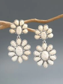 Flower Drop Earrings Valentines,Mom,Mother,Mother's Day,Gift - Multicolor - View 1