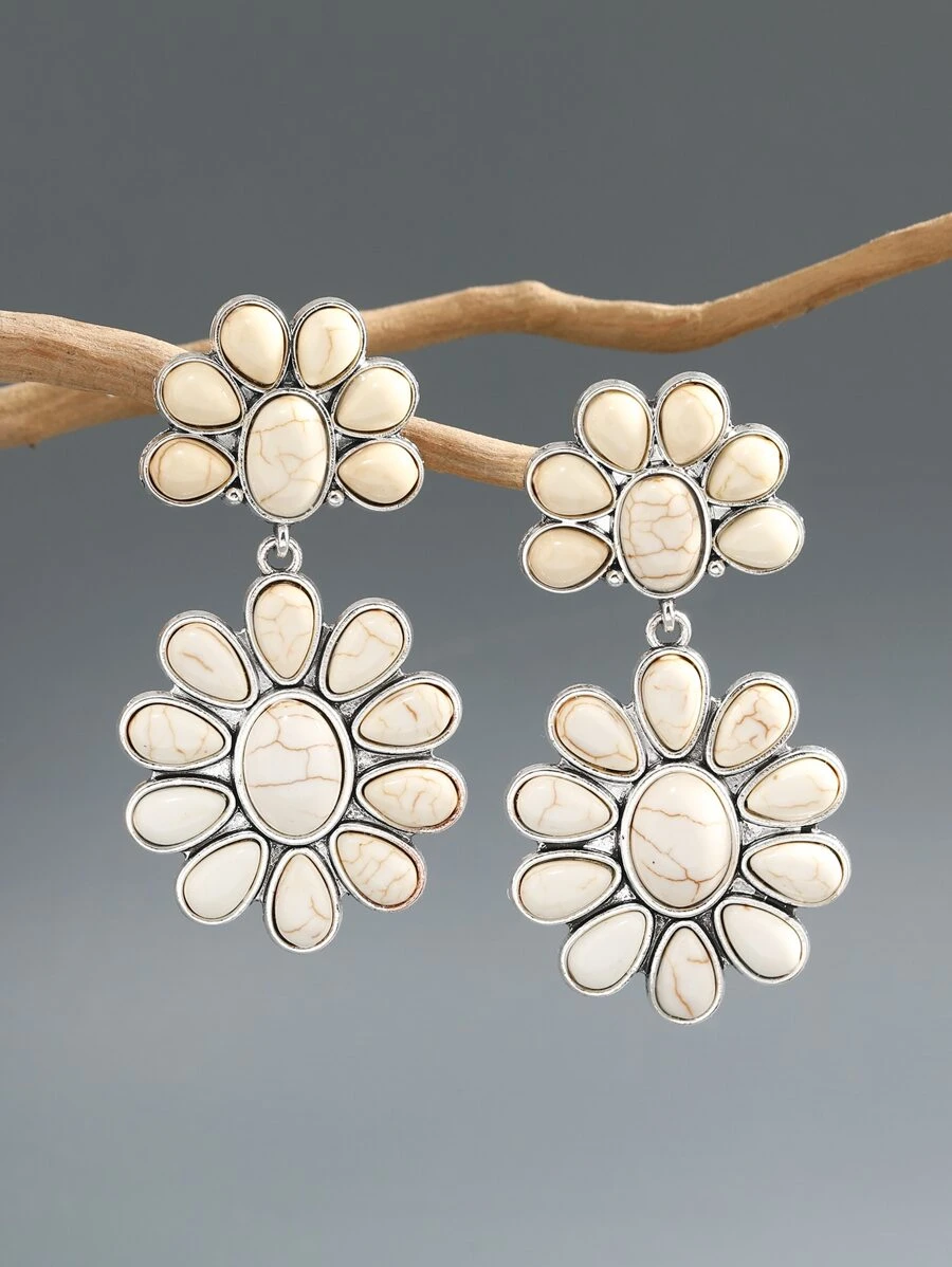 Flower Drop Earrings Valentines,Mom,Mother,Mother's Day,Gift - Multicolor - View 1