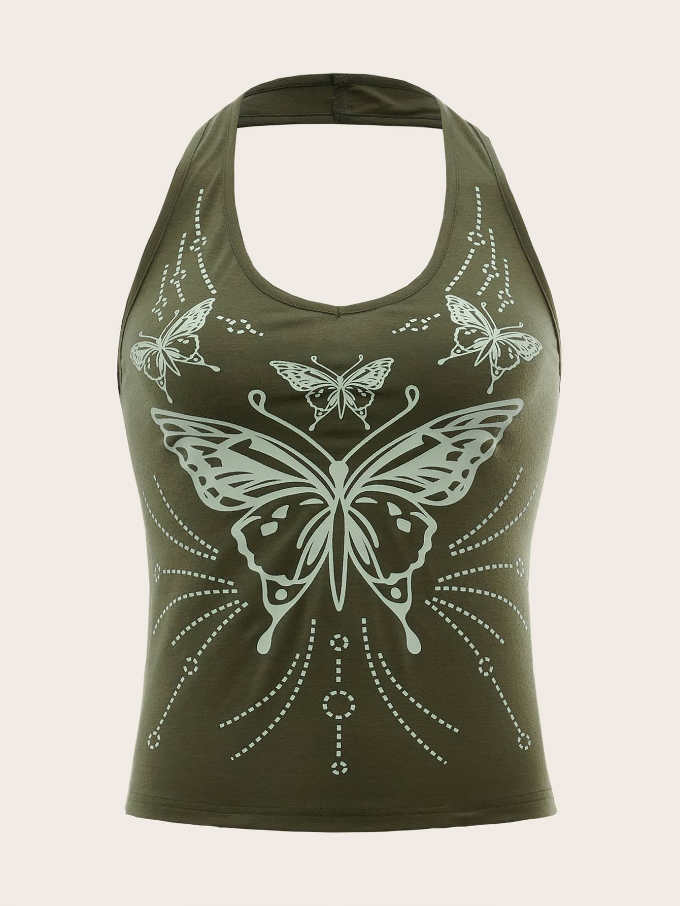 Our Butterfly Graphic Halter Top is such a vibe - ROMWE