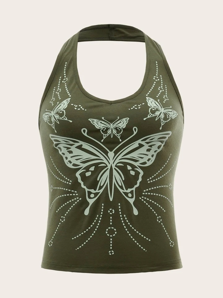 Our Butterfly Graphic Halter Top is such a vibe - ROMWE