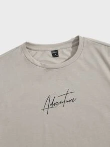 Manfinity NXTstreet 男士標語圖案T恤 - 卡其色 - 查看 3