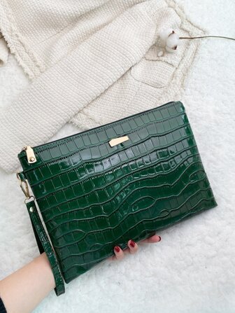 Crocodile Printed Crocodile Embossed Square Bag For Business/Commute/Work/Office