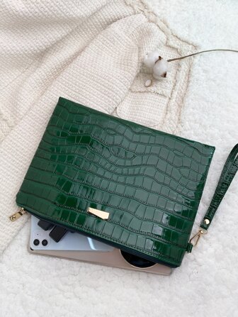 Crocodile Printed Crocodile Embossed Square Bag For Business/Commute/Work/Office