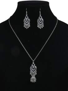 TopHanqi 3pcs/Set Rhinestone Decor Earrings Jewelry Set - Antique Silver - View 4