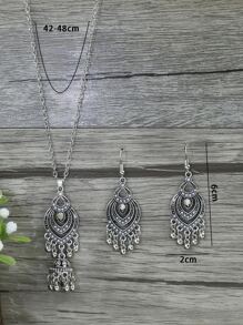 TopHanqi 3pcs/Set Rhinestone Decor Earrings Jewelry Set - Antique Silver - View 7