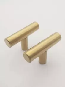 Golden Stainless Steel T-Shaped Single Hole Cabinet Handle Wardrobe Drawer Pull - Gold - View 1