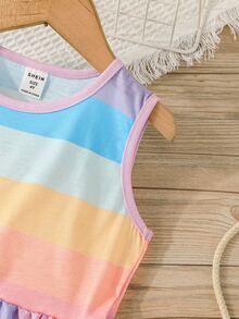 Toddler Girls Colourblock Contrast Binding Dress - Multicolor - View 3