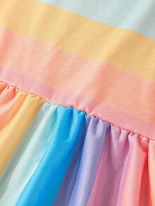 Toddler Girls Colourblock Contrast Binding Dress - Multicolor - View 5