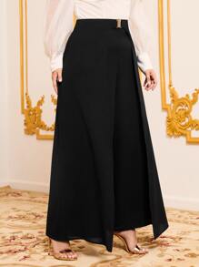 SHEIN Clasi Quần Plus Size màu trơn Thanh lịch - màu đen - Xem 1