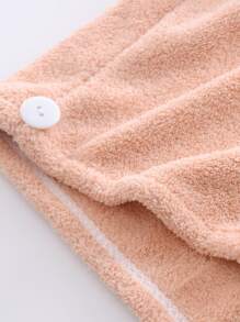 超細纖維毛巾帶鈕扣護理帽吸水性強毛巾巾速乾發巾適用於女士浴室配件 - 藕粉色 - 查看 6