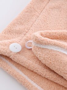 超細纖維毛巾帶鈕扣護理帽吸水性強毛巾巾速乾發巾適用於女士浴室配件 - 藕粉色 - 查看 7