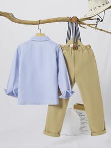 Boys Striped Bow Front Shirt & Suspender Trousers - Multicolor - View 2