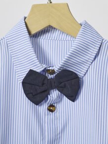 Boys Striped Bow Front Shirt & Suspender Trousers - Multicolor - View 3