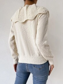 SHEIN Essnce Pearls Beaded Statement Collar Jumper - Apricot - View 2