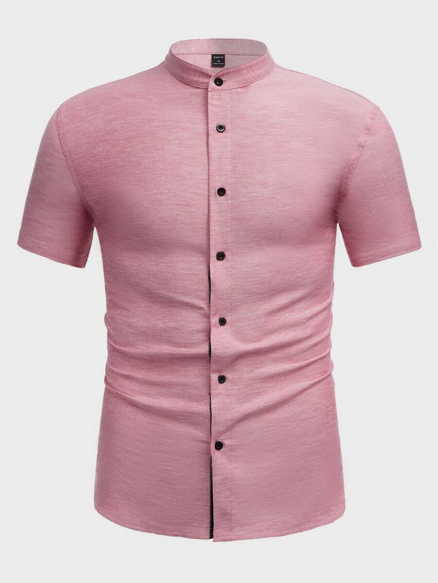 Manfinity NiteLyfe Hombres Camisa de cuello alto - Rosa - Ver 1