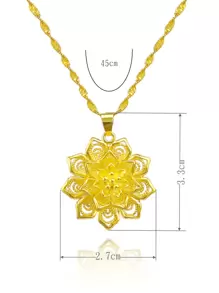 花朵吊坠项链 情人节、妈妈、母亲、母亲节、礼物 - 金黃色 - 查看 5