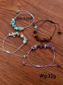 4pcs Stone Decor Bracelet - Multicolor - View 4