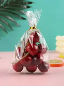 100 peças Sacos de Doces Claros com Abertura Superior Plana, Sacos de Embalagem de Biscoitos, Sacos de Plástico OPP para Doces, Festas de Casamento, Pirulitos, Pequenos Presentes, Suprimentos Escolares, Sacos para Alimentos, Caixa para Alimentos, Adequados para Doces, Chocolates, Biscoitos, etc. - Transparente - Visão 2